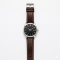 Classic Leather Watch (Black Dial)
