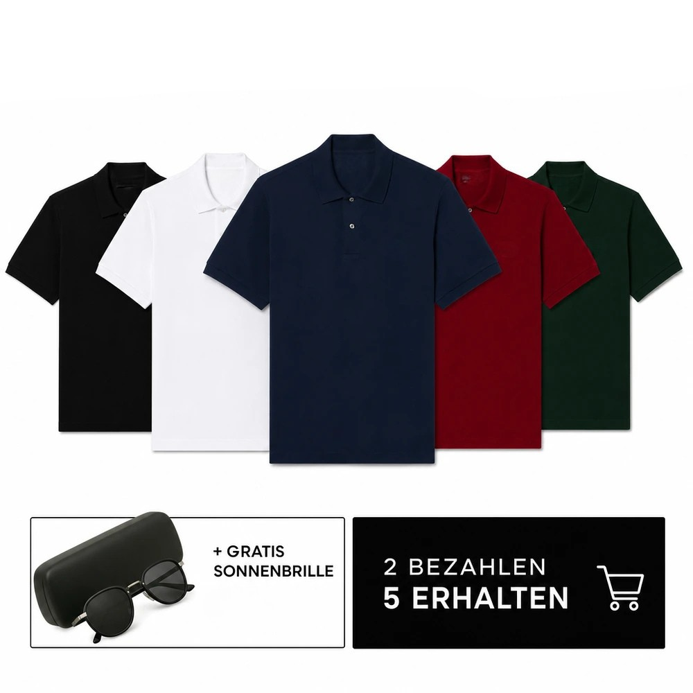 LC KLASSISCHES PIQUÉ-POLOSHIRT SET [ 2 BEZAHLEN 5 ERHALTEN] + SONNENBRILLE