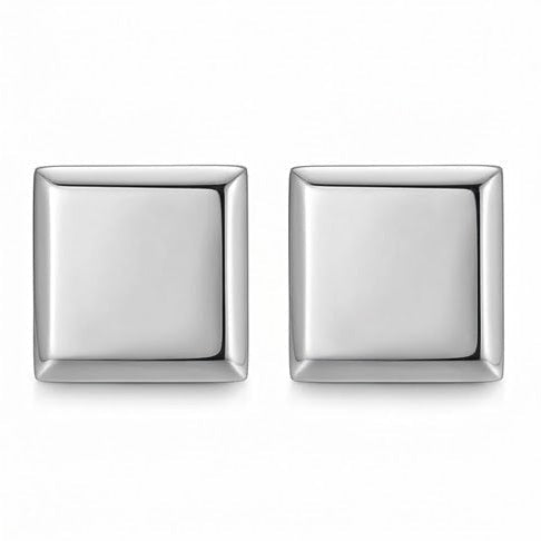 Luxury Polished Stainless Steel Square Stud Earrings