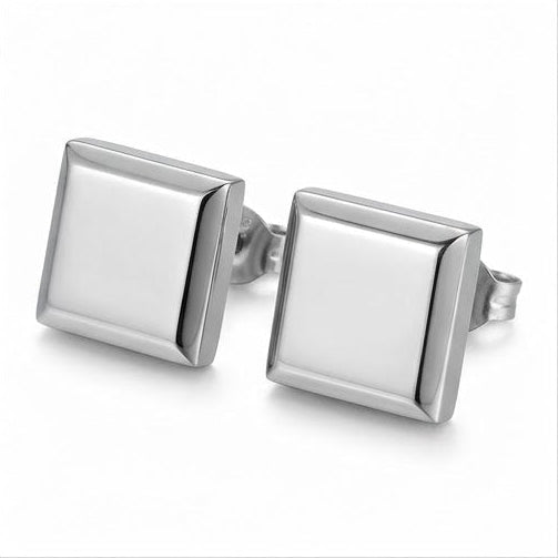 Luxury Polished Stainless Steel Square Stud Earrings